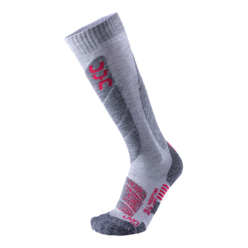 Ski socks UYN Ski All Mountain Woman Light Grey Melange/Coral - 2024/25