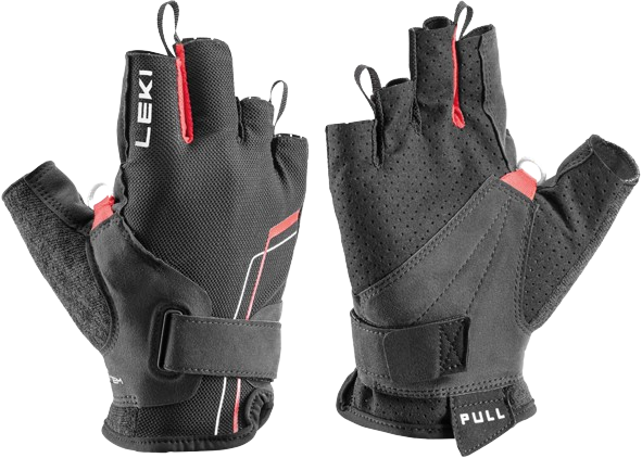 Gloves LEKI Nordic Breeze Shark Short Black/Red/White - 2024