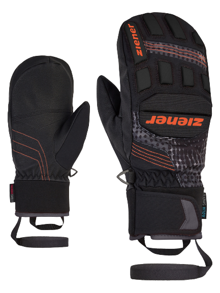 Gloves Ziener Lauron AS PR Mitten Junior Glove Black Orange Pop Print - 2023/24