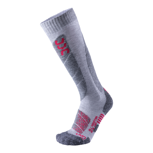 Ski socks UYN Ski All Mountain Woman Light Grey Melange/Coral - 2024/25