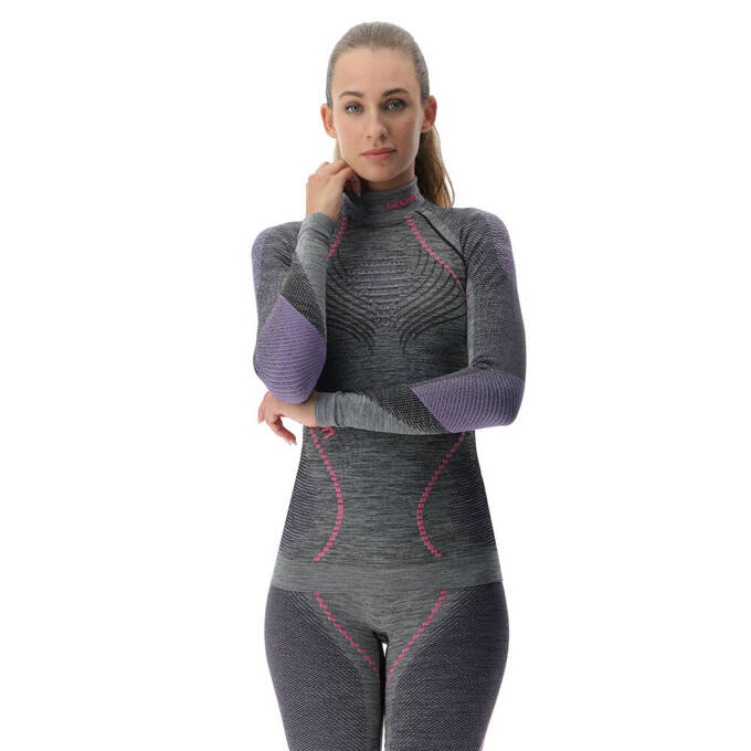 Thermal underwear UYN Woman Ambityon UW Shirt LG SL Melange Turtle Neck Black Purple/Raspberry - 2024/25