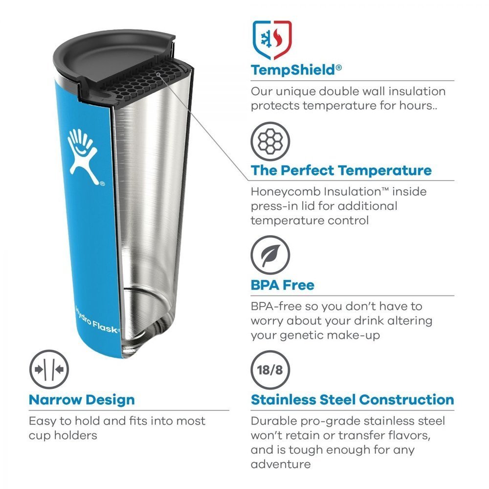 Hydro Flask All Around Tumbler - Stainless Steel Insulated With Lid 16 Oz -  Rain T16CP417