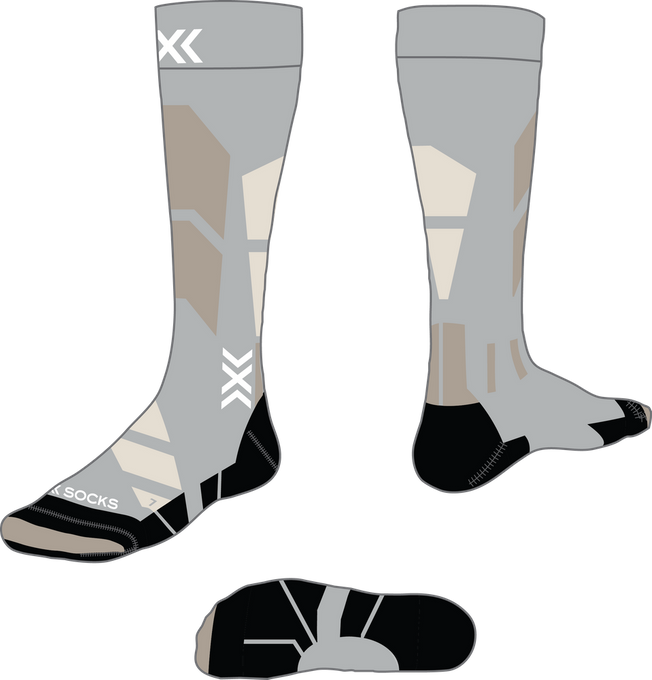 Skisocken X-Socks Ski Perform Merino OTC Seal Grey/Light Sand - 2024/25