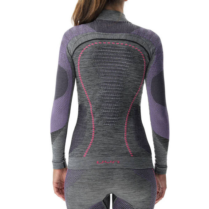 Thermounterwäsche UYN Woman Ambityon UW Shirt LG SL Melange Turtle Neck Black Purple/Raspberry - 2024/25