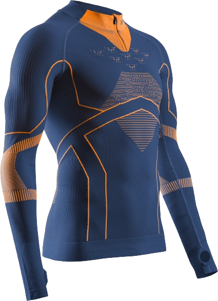 Thermounterwäsche X-bionic Energy Accumulator Light Shirt LS 1/2 Zip Men Marine/Orange - 2024/25