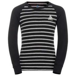 Koszulka termoaktywna ODLO Active Warm Eco Kids Stripes BL Top Crew Neck LS Black/Grey Melange - 2022/23