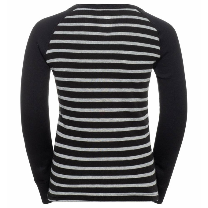 Underwear shirt ODLO Active Warm Eco Kids Stripes BL Top Crew Neck LS Black/Grey Melange - 2022/23