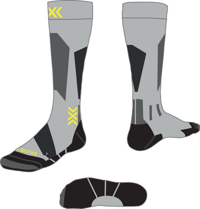 X-socks Ski Discover OTC Rhino Grey/Canary - 2024/25