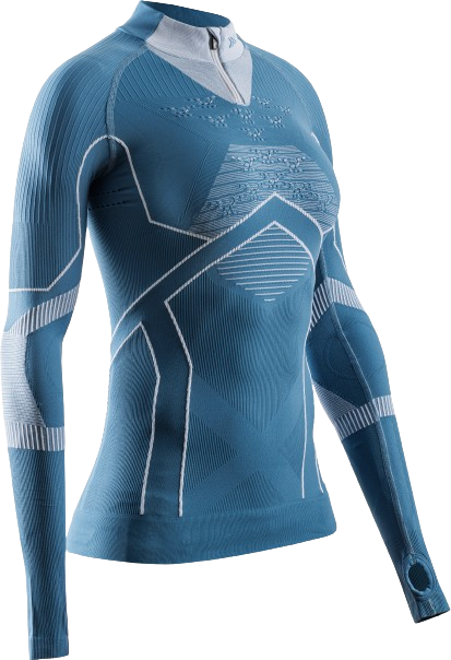 Thermal underwear X-bionic Energy Accumulator Light Shirt LS 1/2 Zip WMN Mineral Blue/Arctic White - 2024/25