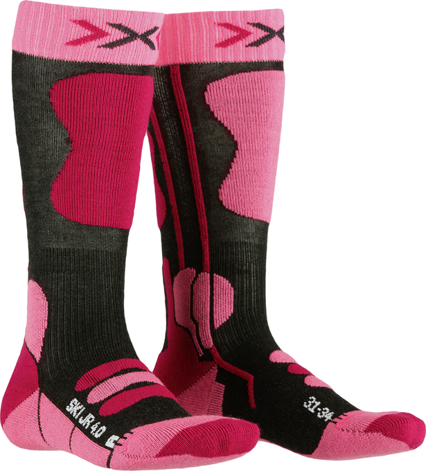 Skisocken X-SOCKS Ski Junior 4.0 Anthracite Melange/Fluo Pink - 2022/23