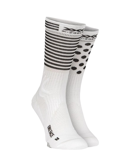 Cycling socks X-SOCKS Bike Race 4.0 Arctic White/Dot/Stripe - 2024