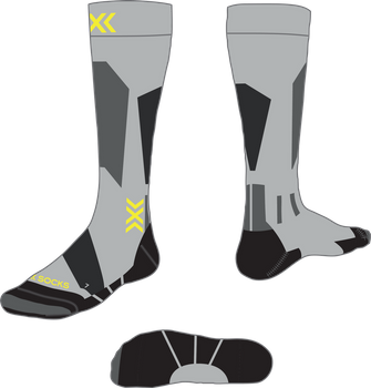 Skarpety narciarskie X-socks Ski Discover OTC JR Rhino Grey/Canary - 2024/25