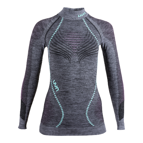 Koszulka termoaktywna UYN Woman Ambityon UW Shirt LG SL Melange Turtle Neck Black Pink/Aqua - 2024/25