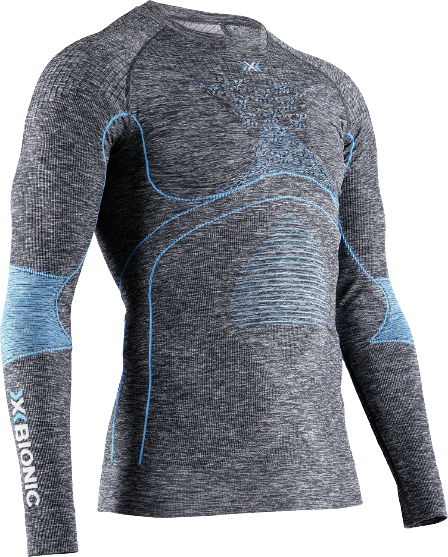 Koszulka termoaktywna X-bionic Energy Accumulator 4.0 Melange Shirt LG SL Men Dark Grey Melange/Blue - 2023/24